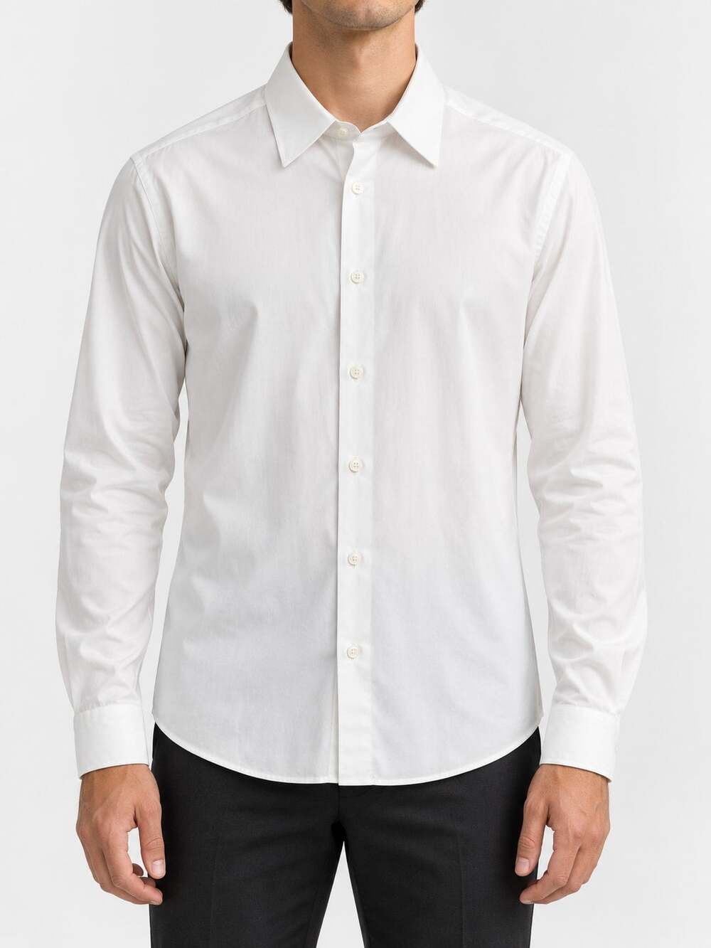 Theory Sylvain Men's White Cotton Blend  Button-Down Dress Shirt L Slim Fit